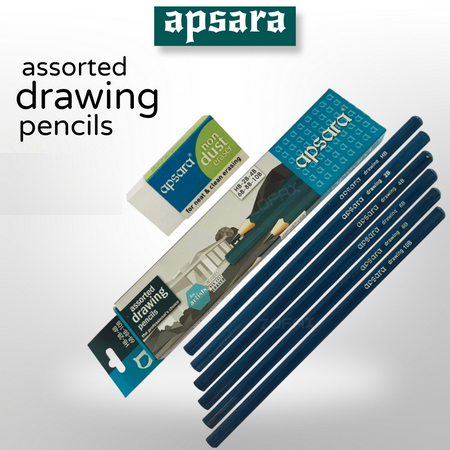 Apsara Assorted Drawing Pencils (HB,2B,4B, 6B, 8B,10B)