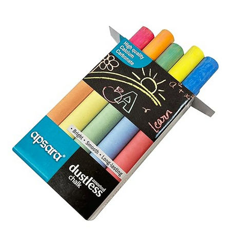 Apsara Dustless Chalks Assorted (Multicolor)