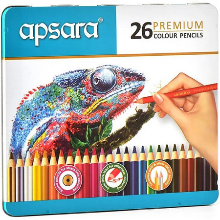 Apsara 26 Premium Colour Pencils(Tin Pack)