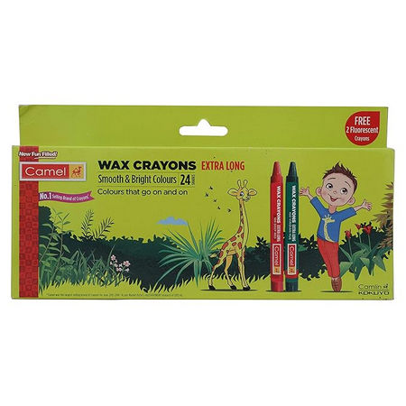 Camel Extra Long Wax Crayons -24s +2 florescent s free