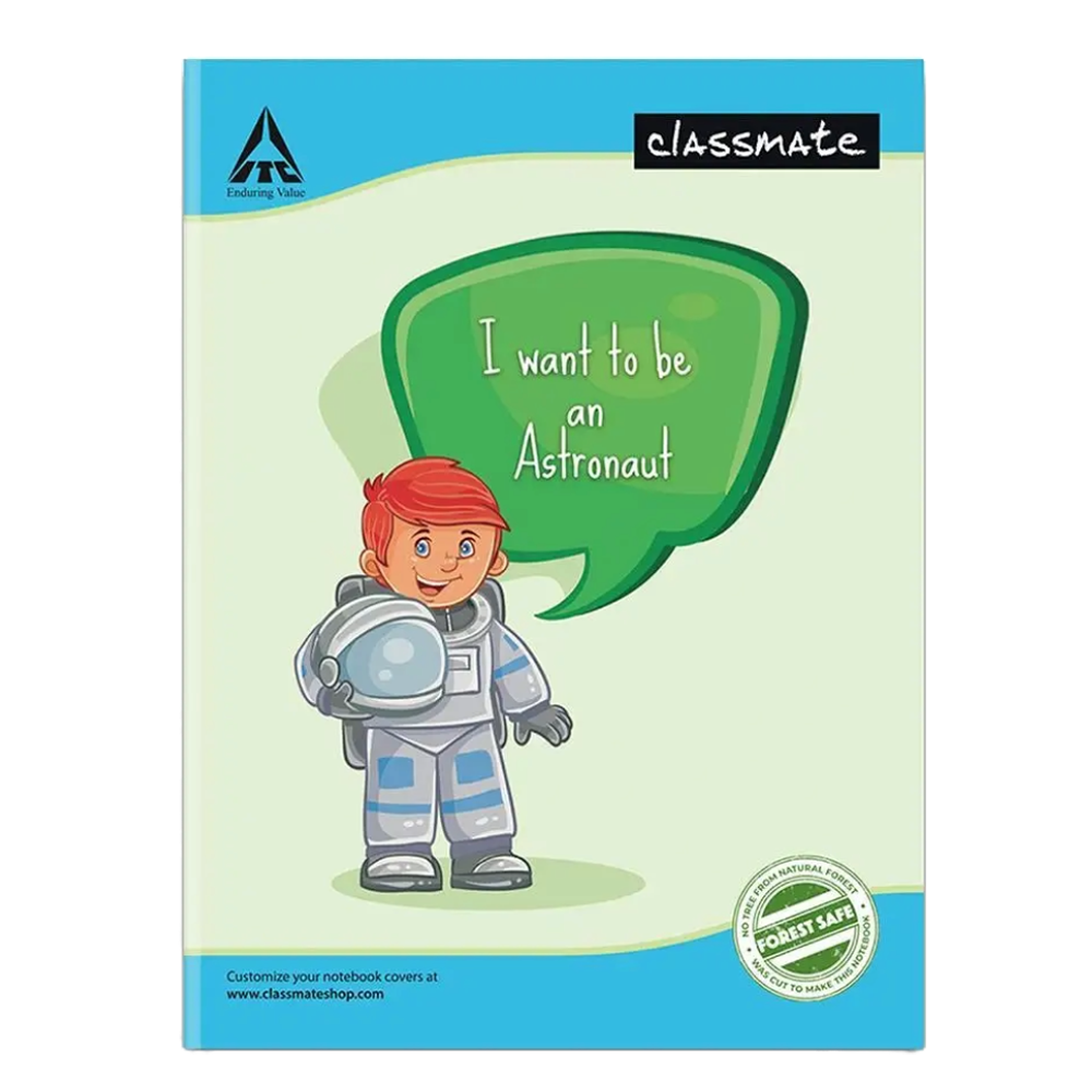 3 In 1 Ruling (Ruled, Four Lines With Gap, Square - 1 Cm) Classmate Notebook, 172 pages, Soft Cover, 24.0 cm x 18.0 cm