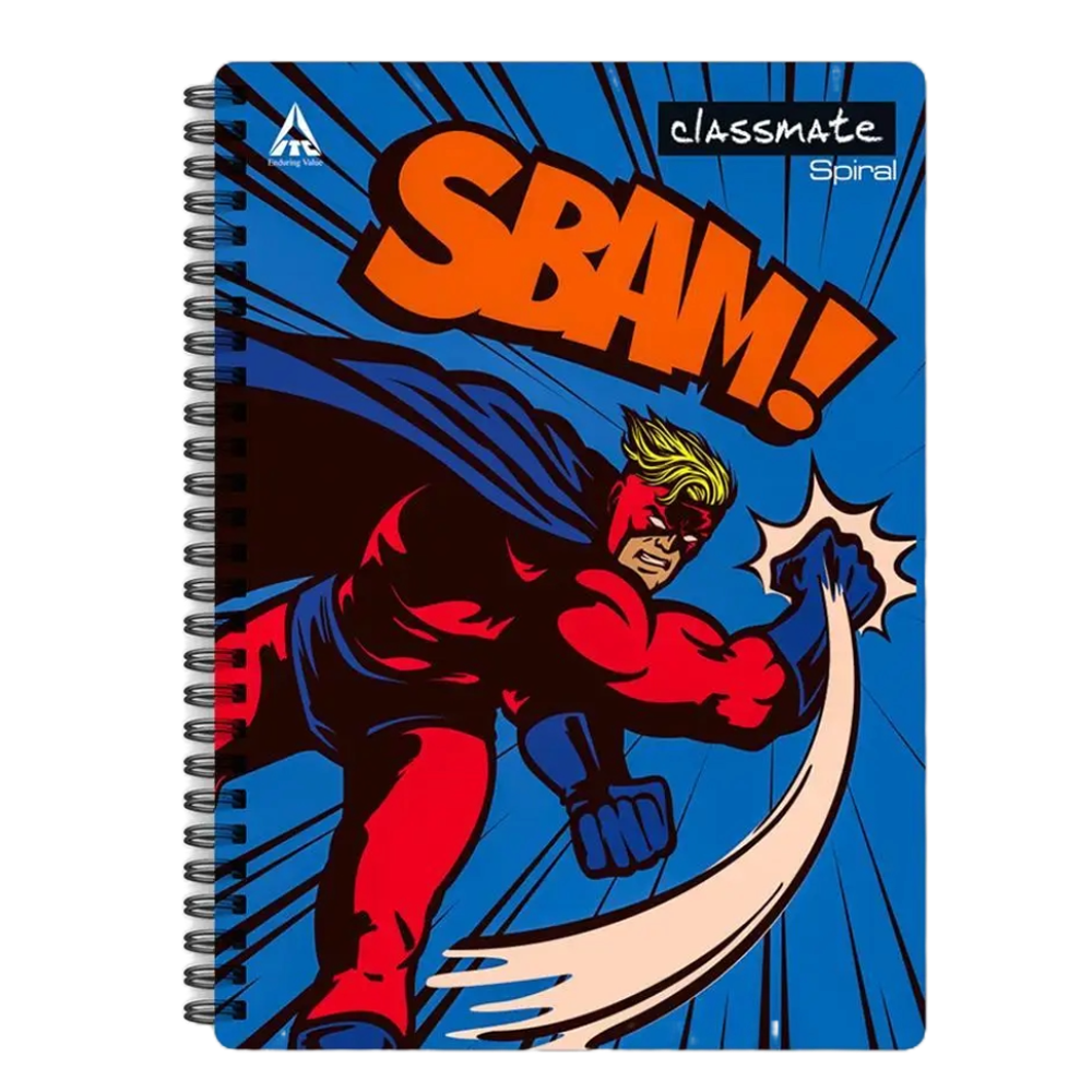 Classmate Unruled Spiral Notebook, 200 pages, 24.0 cm x 18.0 cm