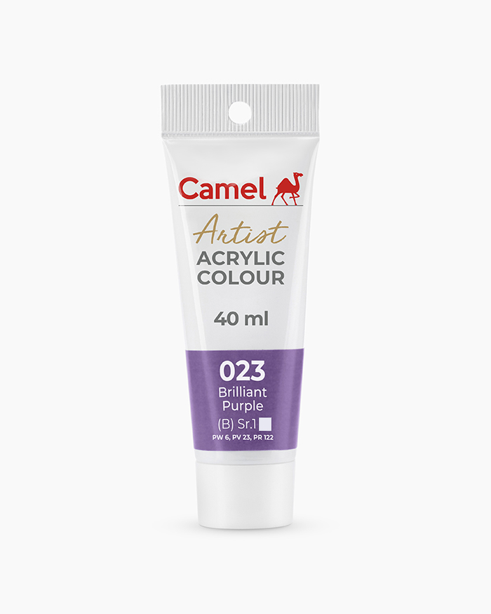 Camel Artist Acrylic Colours, Individual tube of Brilliant Purple in 40 ml