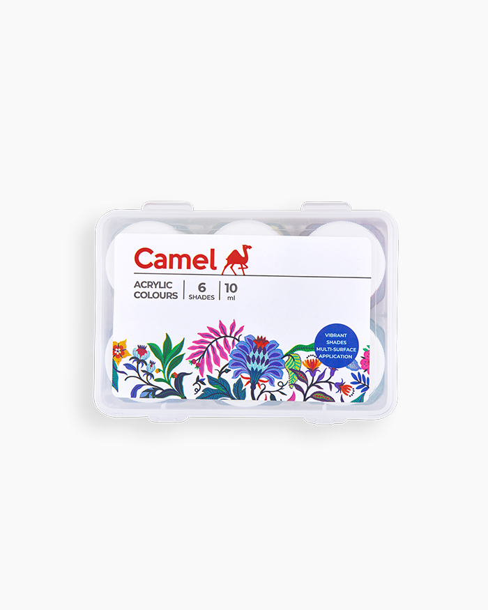 Camel Acrylic Colours-Assorted pack of 6 shades in 10ml