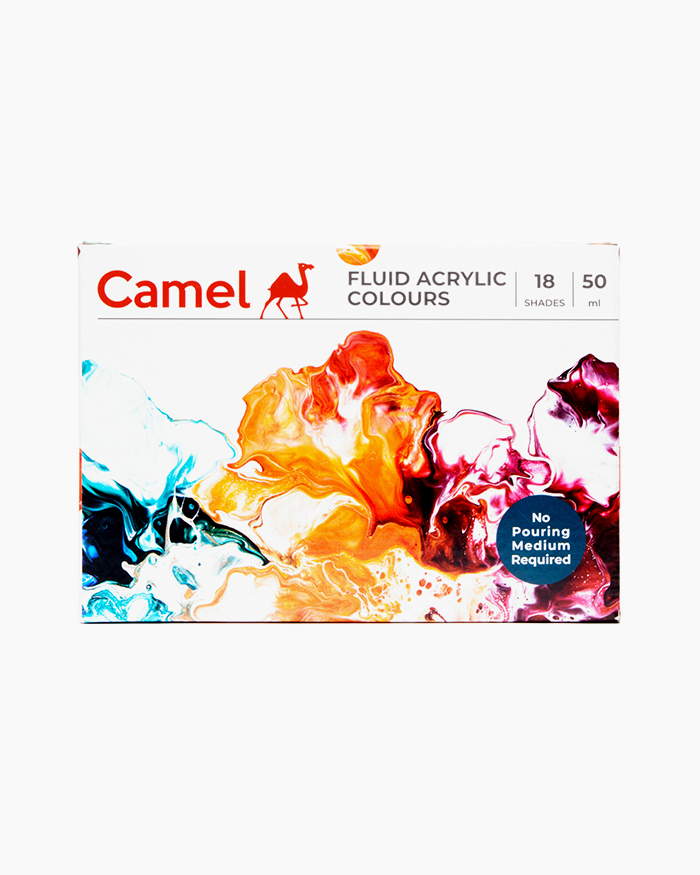 Camel Fluid Acrylic Colours-Assorted Pack in 18 Shades