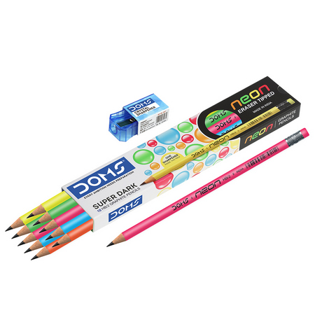 Doms Neon Rubber Tipped Pencils (Pack of 10)
